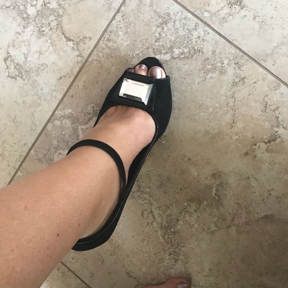 WHBM Black Suede Dress Heel